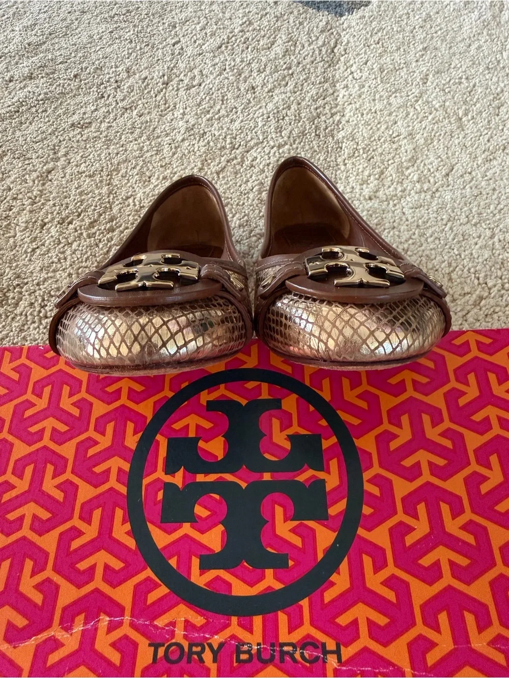 Tory Burch Aaden Ballet Mirror Snake Print Flats